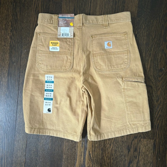 CARHARTT Men’s 32 Relaxed Fit Rugged Flex Rigby Shorts 10” Inseam Khaki - Picture 2 of 5